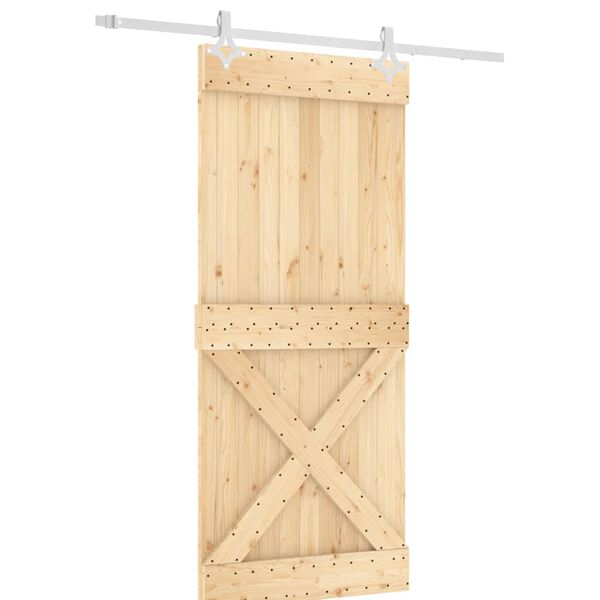 vidaXL Porta Scorrevole con Set Hardware 90x210 cm Legno Massello Pino