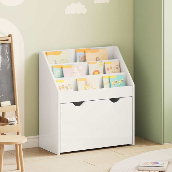 vidaXL Libreria per Bambini Bianco Lucido 60 x 29,5 x 69 cm