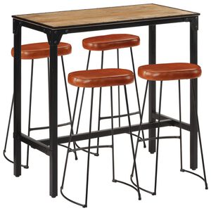 vidaXL Set Bar 5pz Legno Massello Mango Grezzo e Metallo