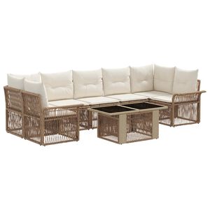 vidaXL Set Divano da Giardino 8 pz Beige e Bianco Crema polyrattan