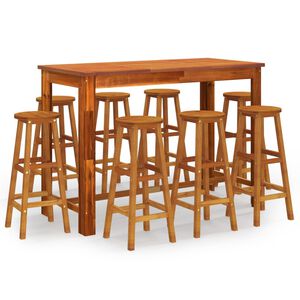vidaXL Set da Bar per Giardino 9 pz in Legno Massello di Acacia