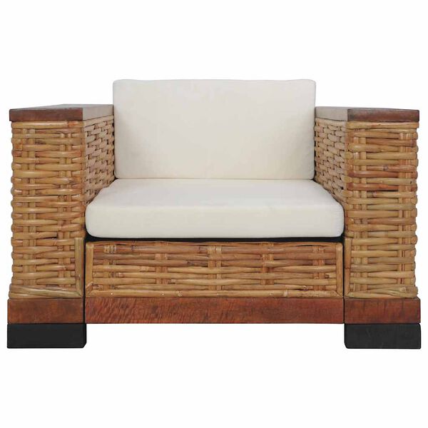 vidaXL Poltrona con Cuscini Marrone in Rattan Naturale