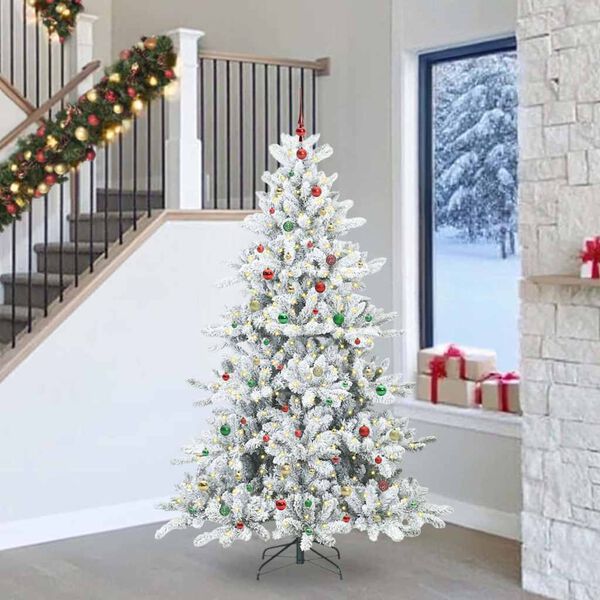 vidaXL Albero di Natale Artificiale con Rami Pieghevoli Bianco 240 cm