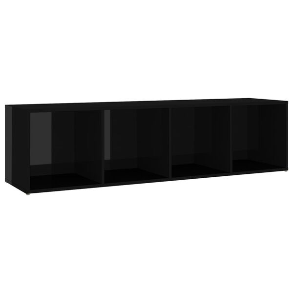 vidaXL Mobili TV 3 pz Nero Lucido 142,5x35x36,5 cm Legno Multistrato