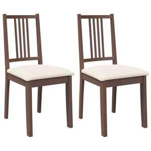 vidaXL Sedie da Pranzo con Cuscini 2pz Marrone Legno Massello di Hevea