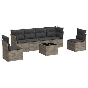 vidaXL Set Divani da Giardino 7 pz con Cuscini Grigio in Polyrattan