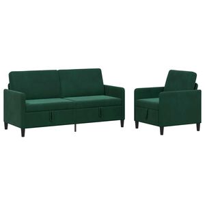 vidaXL Set di Divani con Storage 2 pz Verde Scuro Poliestere