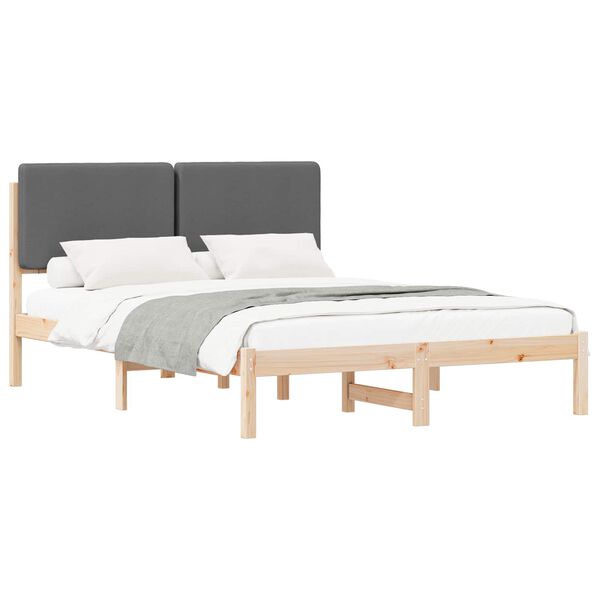 vidaXL Letto con Testiera Rivestita Grigio scuro 160 x 200 cm