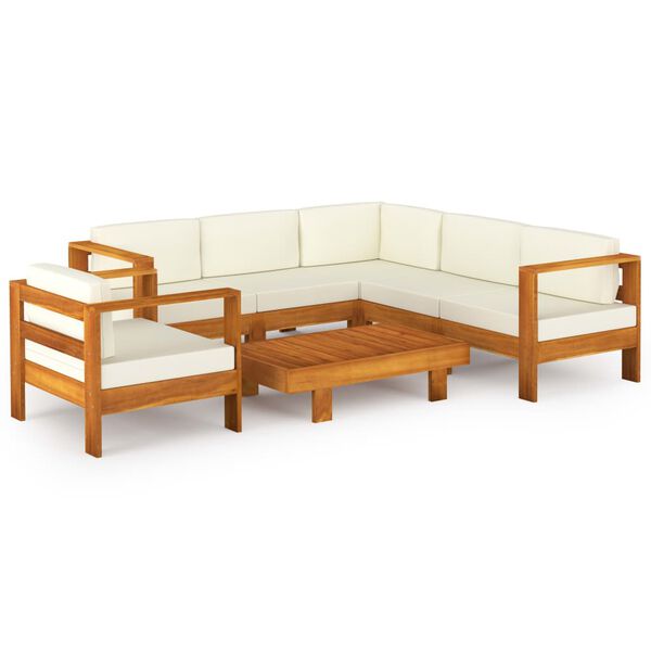 vidaXL Set da Giardino 7 pz con Cuscini 100x60 cm Legno di Acacia