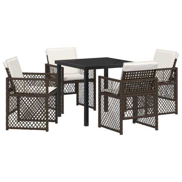 vidaXL Set da Pranzo per Giardino 5 pcs Marrone polyrattan