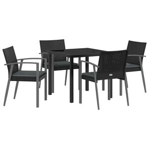 vidaXL Set da Pranzo per Giardino 5 pcs Nero e Grigio Rattan in PE