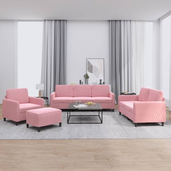 vidaXL Set di Divani 4 pz Rosa in Velluto
