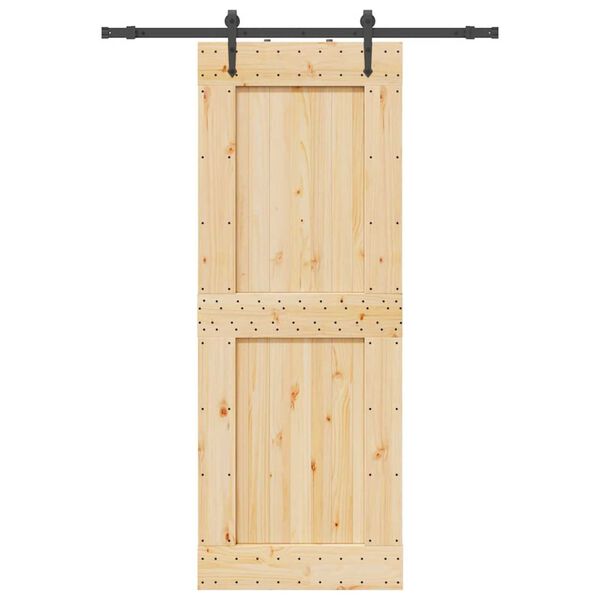 vidaXL Porta Scorrevole con Set Hardware 85x210 cm Legno Massello Pino