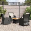 vidaXL Set Divani da Giardino 5 pz con Cuscini Nero in Polyrattan