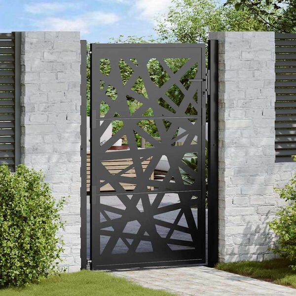vidaXL Cancello da giardino nero 100x150 cm in acciaio design leggero