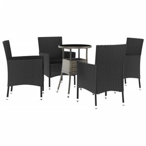 vidaXL Set Bistr&ograve; da Giardino 5 pz con Cuscini in Polyrattan Nero