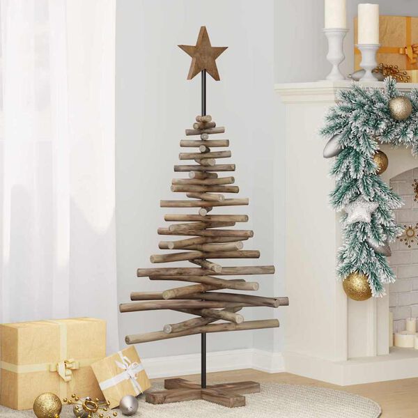 vidaXL Albero di Natale Marrone 120 cm Legno massello di teak