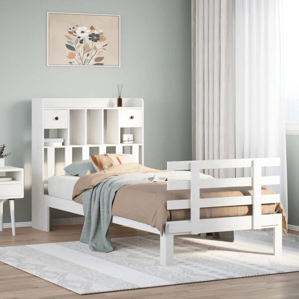 vidaXL Letto con Libreria senza Materasso 75x190 cm in Legno Pino