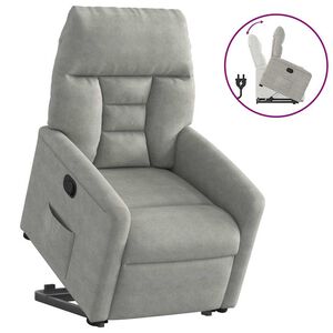 vidaXL Poltrona Alzapersona Reclinabile Grigio Chiaro Microfibra