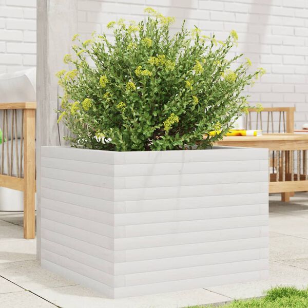 vidaXL Fioriera da Giardino Bianca 60x60x45,5cm Legno Massello di Pino