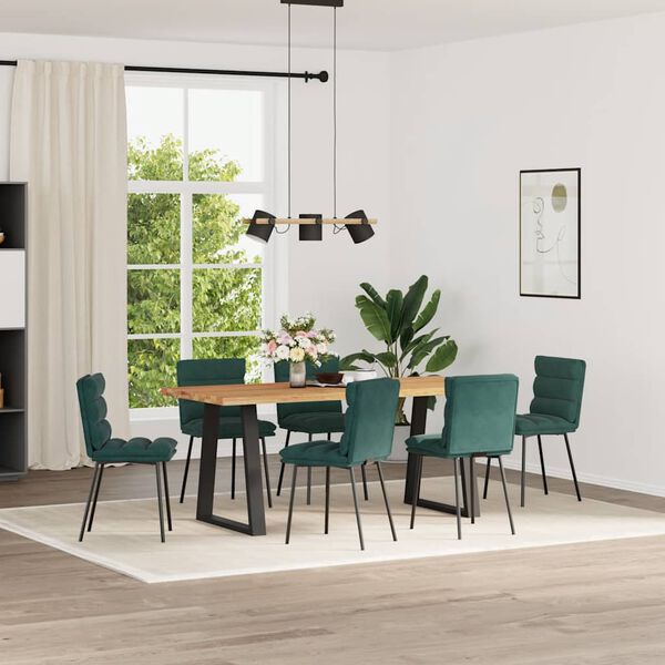 vidaXL Sedie da Pranzo 6 pz Verde Scuro in Velluto