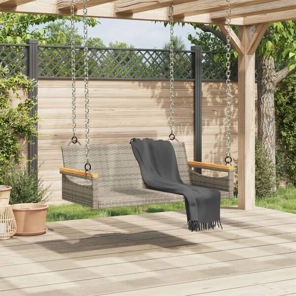 vidaXL Panchina Dondolo Grigia 109x62x40 cm in Polyrattan