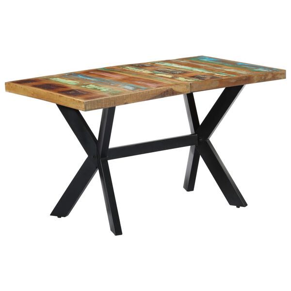 vidaXL Tavolo da Pranzo 140x70x75 cm in Legno Massello di Recupero