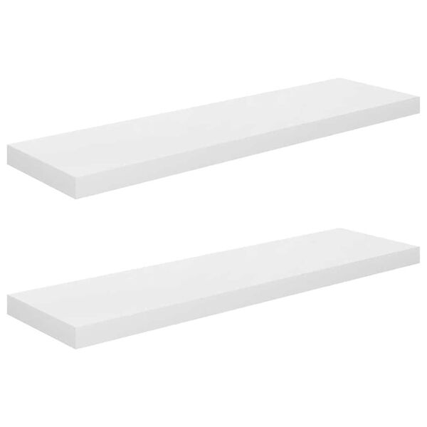 vidaXL Scaffali a Parete 2 pz Bianco Lucido 90x23,5x3,8 cm in MDF