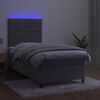 vidaXL Letto a Molle Materasso e LED Grigio Chiaro 80x200 cm Velluto