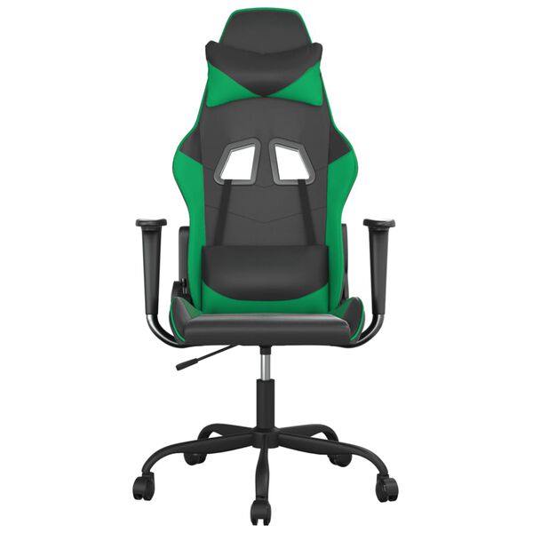 vidaXL Sedia da Gaming Massaggiante Nero e Verde in Similpelle