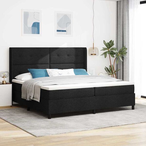 vidaXL Letto a Sorgente LED con materasso Nero 200 x 200 cm Tessuto