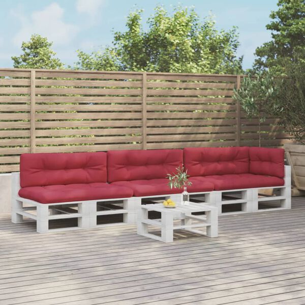 vidaXL Cuscini per Pallet 7 pz Rosso Vino in Tessuto