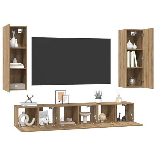 vidaXL Set mobile TV 5 pcs Rovere artigianale Legno multistrato