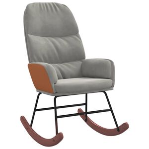 vidaXL Sedia a Dondolo Grigio Chiaro in Velluto