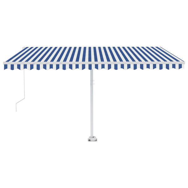 vidaXL Tenda da Sole Retrattile Manuale con LED 450x300cm Blu e Bianca