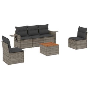 vidaXL Set Divano da Giardino 6 pz con Cuscini Grigio in Polyrattan