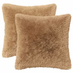 vidaXL Federa 2 pcs HEERLEN Tortora 30 x 30 cm Fleece PV