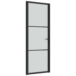 vidaXL Porta Interna 76x201,5 cm Nero Opaco Vetro e Alluminio