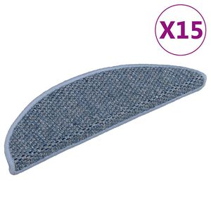 vidaXL Tappeti Autoadesivi per Scale Aspetto Sisal 15pz 56x17x3 cm Blu