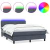 vidaXL Letto a Molle con Materasso e LED Grigio Scuro 160x210 cm Velluto