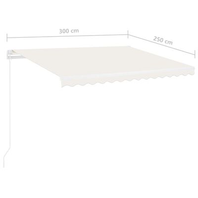 vidaXL Tenda da Sole Retrattile Manuale con LED 300x250 cm Crema