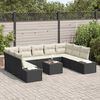 vidaXL Set Divano da Giardino 9 pcs Nero e Crema Polyrattan