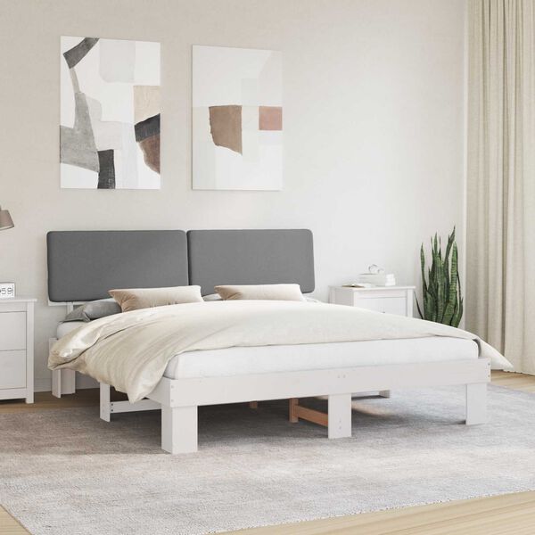 vidaXL Letto con Testiera Rivestita Grigio chiaro 180 x 200 cm
