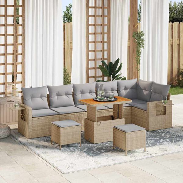 vidaXL Set Divano da Giardino 11 pcs Beige e Grigio Chiaro polyrattan
