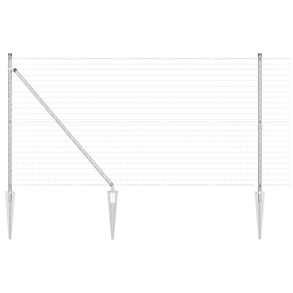 vidaXL Recinzione con pali. Argento 1.2 x 10 m Acciaio