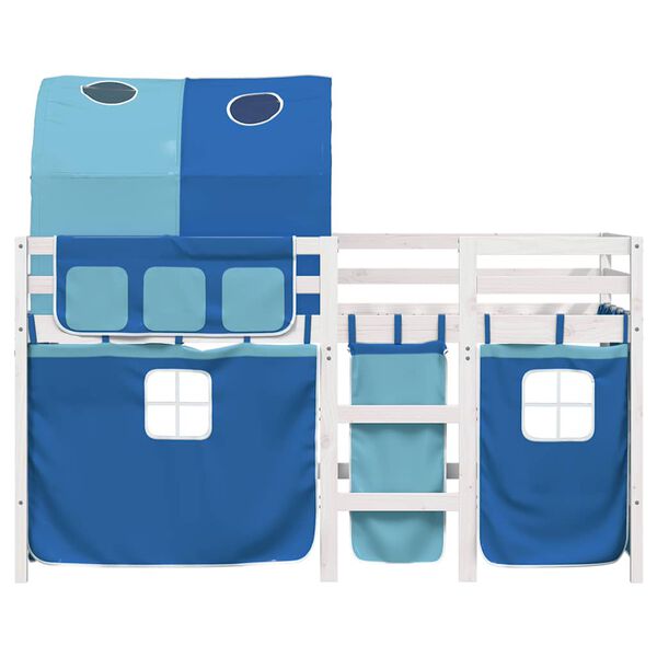 vidaXL Letto a Soppalco con Tunnel Bambini Blu 90x190cm Massello Pino