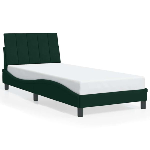 vidaXL Giroletto senza Materasso Hanko Verde Scuro 90x190 cm in Velluto