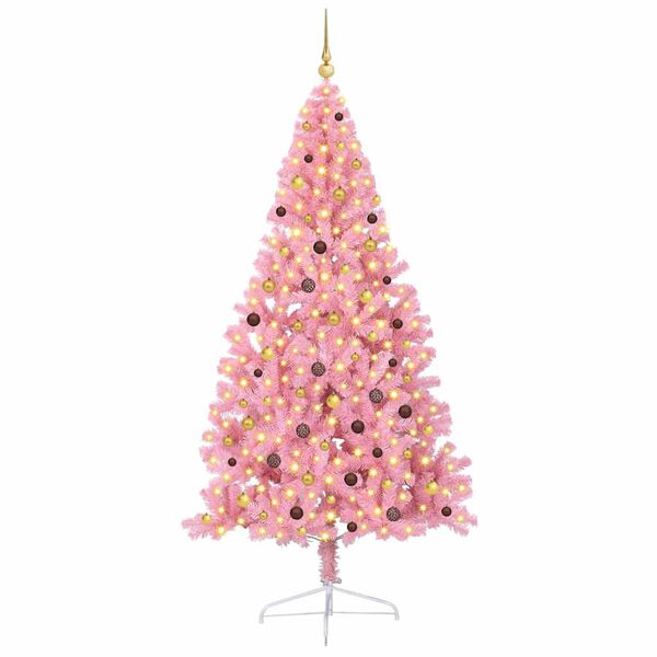 vidaXL Albero di Natale artificiale con luci integrate Rosa 240 cm PVC