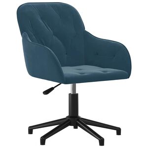 vidaXL Sedia Girevole da Ufficio Blu in Velluto
