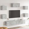 vidaXL Set di Mobili Porta TV 7 pz Grigio Cemento in Legno Multistrato